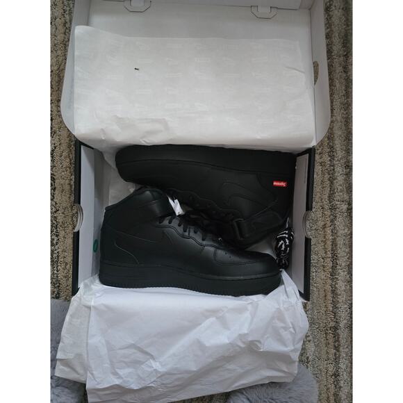 Nike Supreme Air Force 1 Mid Black Mini Box Logo Sneakers Men’s 11 NWT DS OG main image 6